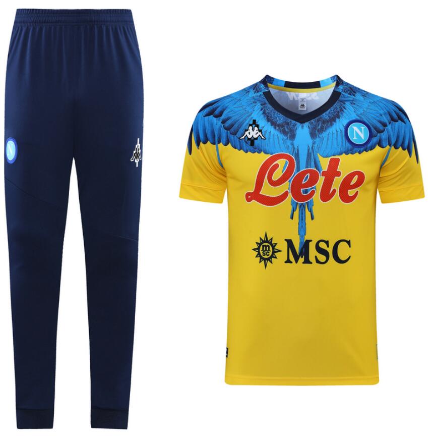 2021/22 Napoli Yellow Training Kits Shirt with Pants